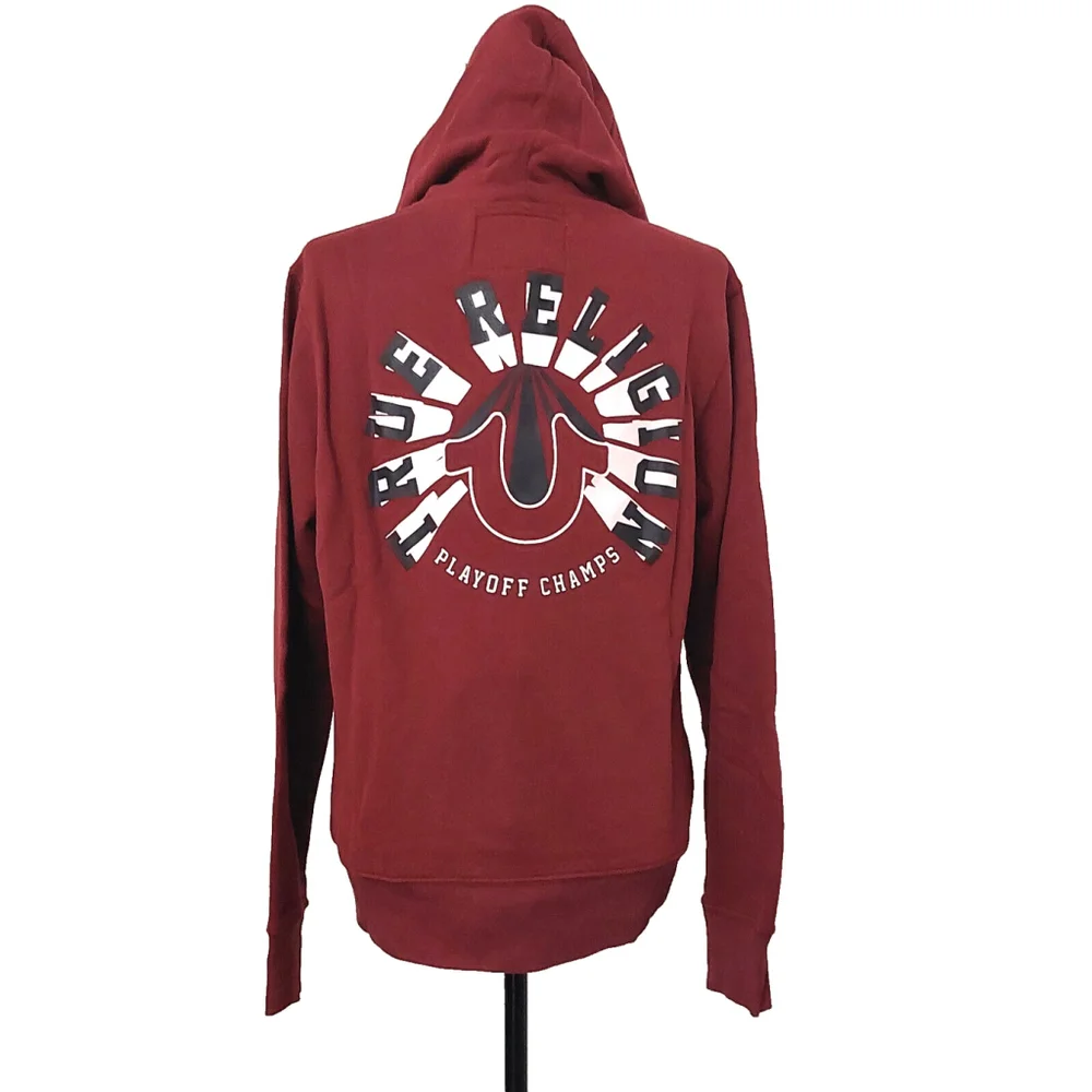 True Religion Brand Jeans Playoff Champs Raglan Hoodie Sweatshirt Size M NWT - Picture 5 of 16